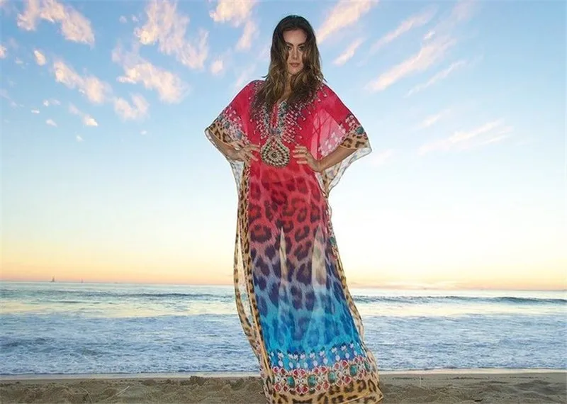Женский купальный костюм накидка плюс размер туника пляжный платье