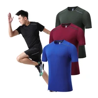 fitness men polyester short sleeve causal sport workout training running tee quick dry reflective brand breathable shirts