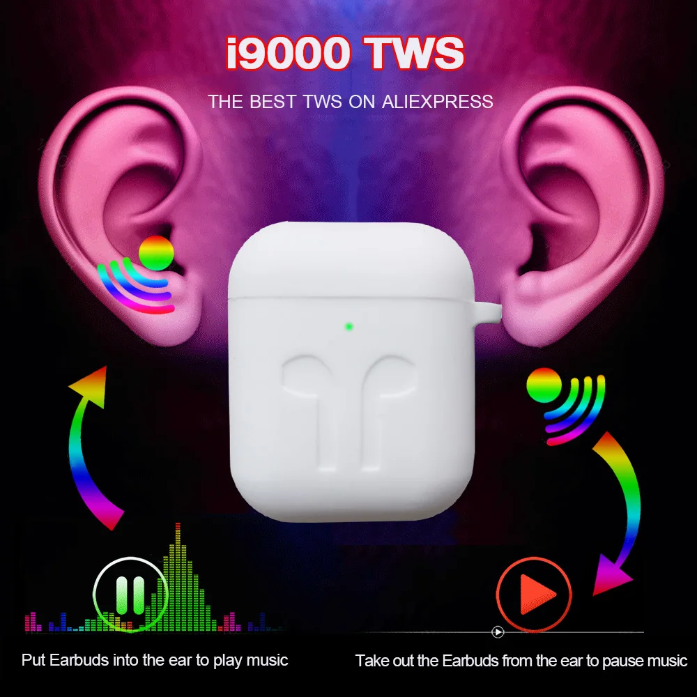 I9000 Tws GPS Беспроводные Bluetooth наушники с измененным именем смарт сенсор 8D супер бас