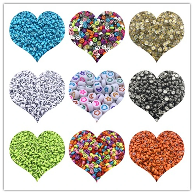 

100pcs/Lot 7mm Oval Shape Acrylic Spaced Beads Stars Moon Beads For Jewelry Making DIY Charms Bracelet Necklac