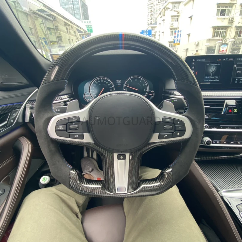 Pаспродажа Кожаный чехол на руль из углеродного волокна с отделкой для BMW 5 Series G30 G38 M5 M6 M Series