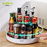 ecoco 360%c2%b0 rotating kitchen storage rack seasoning drink organizer shelf oilproof non slip bathroom room supplies holder
