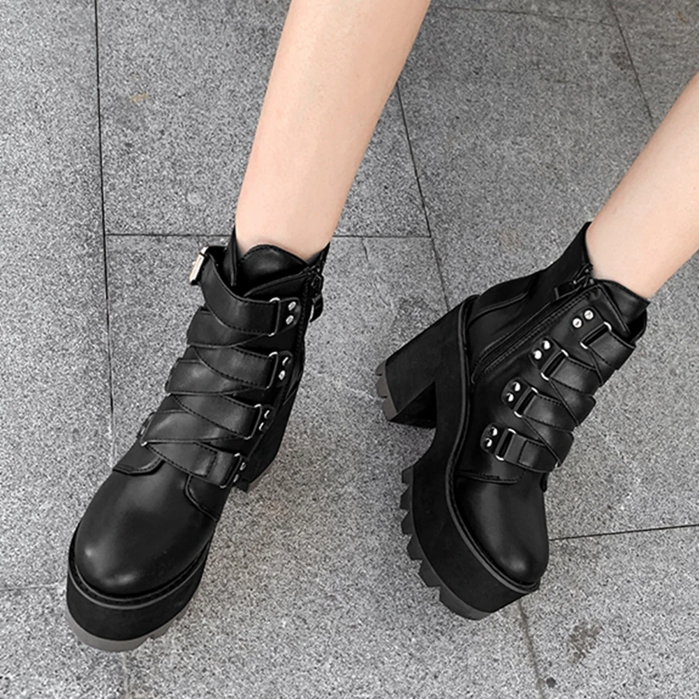 

DORATASIA New Fashion Female High Platform Ankle Boots 2020 Autumn Thick High Heels Boots Women Party Ol Zip Buckle Shoes Woman
