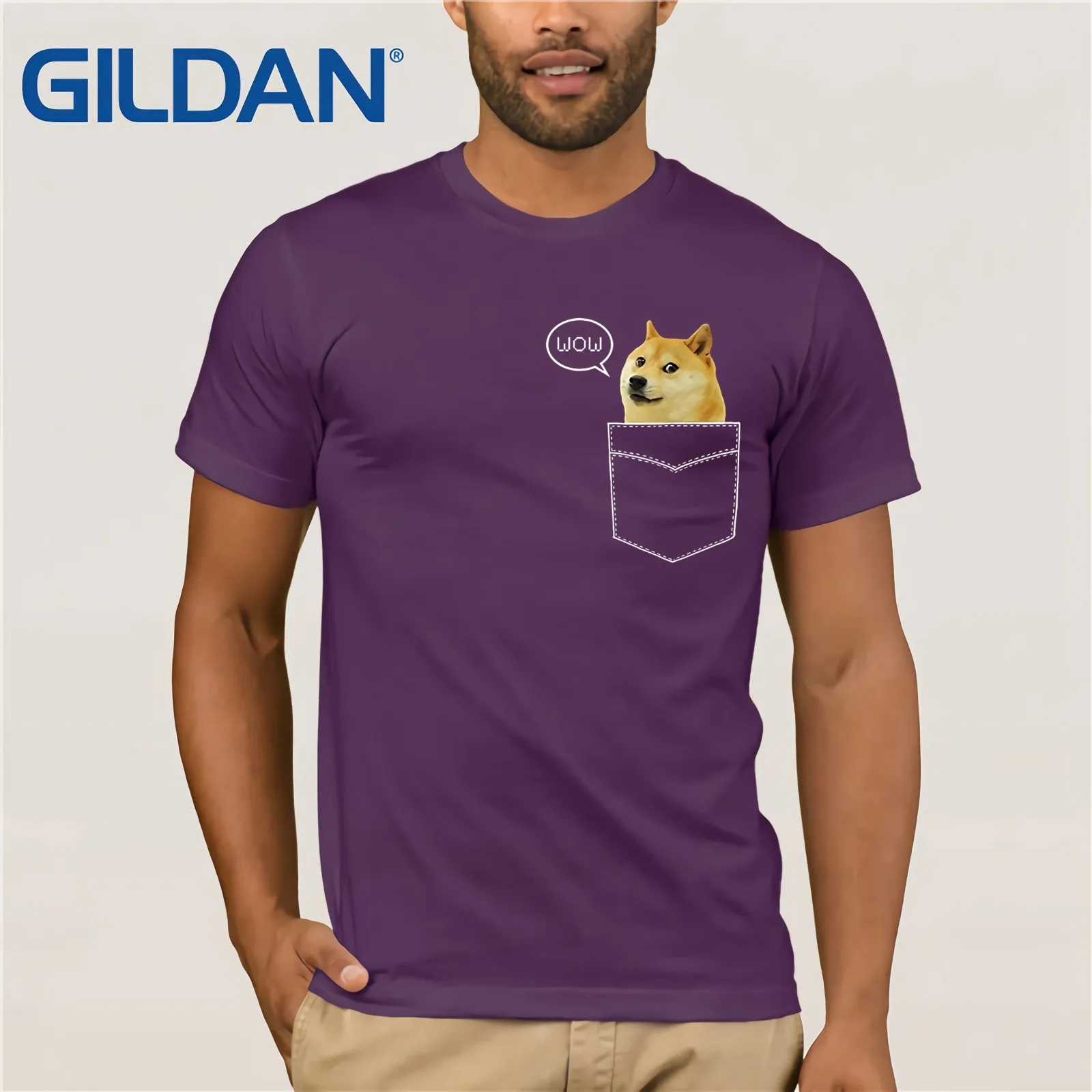 Мужская футболка с короткими рукавами shaba Inu летняя карманом и надписью Wow Dank Pixel