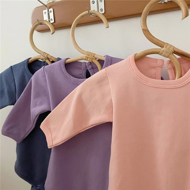 

2020 New Autumn Baby Boys Girl Solid color Clothes Cotton Long Sleeve Baby Romper Infant Baby Boys Girl Jumpsuit Outfit