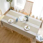 Современная декоративная льняная скатерть в клетку с кисточками, водонепроницаемая маслостойкая прямоугольная скатерть для свадебного обеденного стола, скатерть для чайного столика