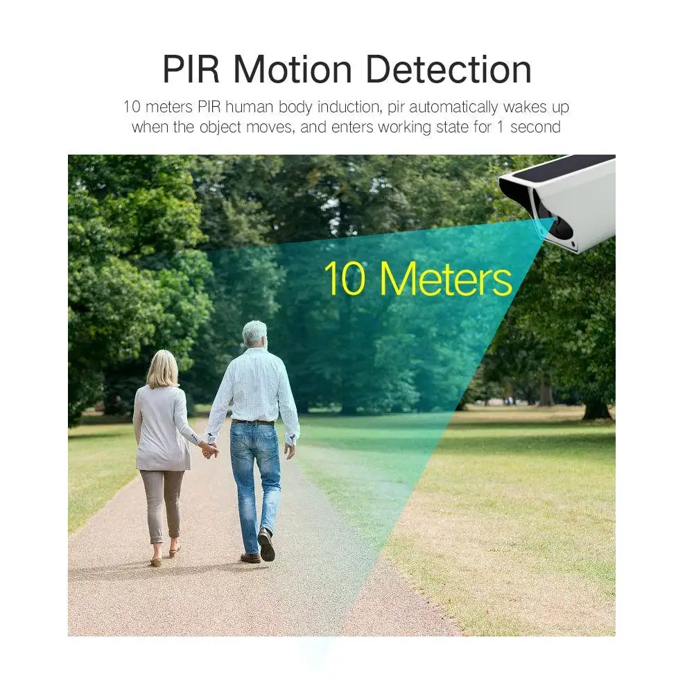 1080P Солнечная наружная камера безопасности IP67 водонепроницаемая WiFi ip ночного