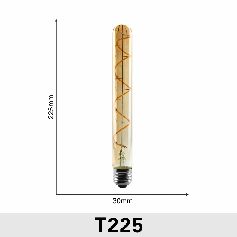 T225 С регулируемой яркостью Edison лампа 4 Вт 2200K C35 T45 A60 ST64 G80 G95 G125 спираль светильник светодиодный Лампа накаливания подвесной светильник в стиле ретро декоративный светильник ИНЖ - Испускаемый цвет: T225