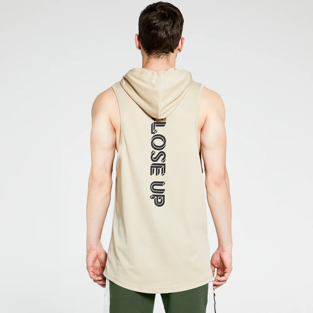 

Sleeveless Sportswear Lion Dance Print Men's Clothing Vest Mid-Length Hooded Oversize T-Shirt Fashion Trendy Workout Clothes Men
