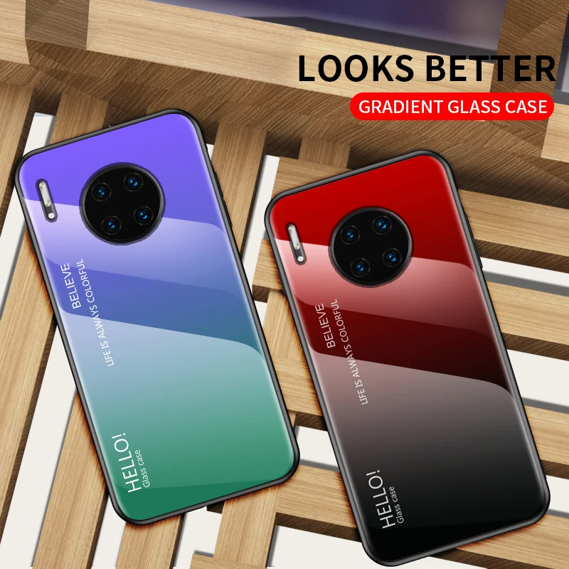 Градиентный стеклянный чехол для телефона Huawei P30 P20 P10 Mate 9 10 20 30 Pro Lite Honor Play 8X 8 Nova 3 3i