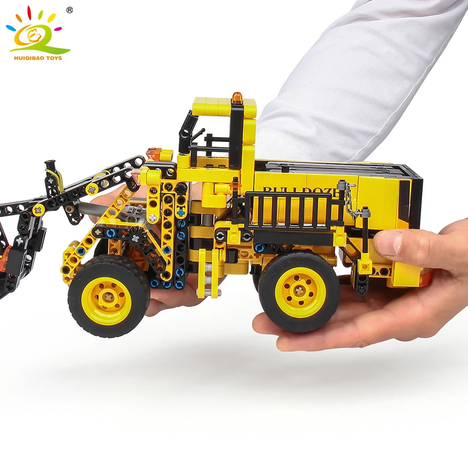 HUIQIBAO 688 шт город бульдозер кирпичи игрушки техническое строительство инженерный