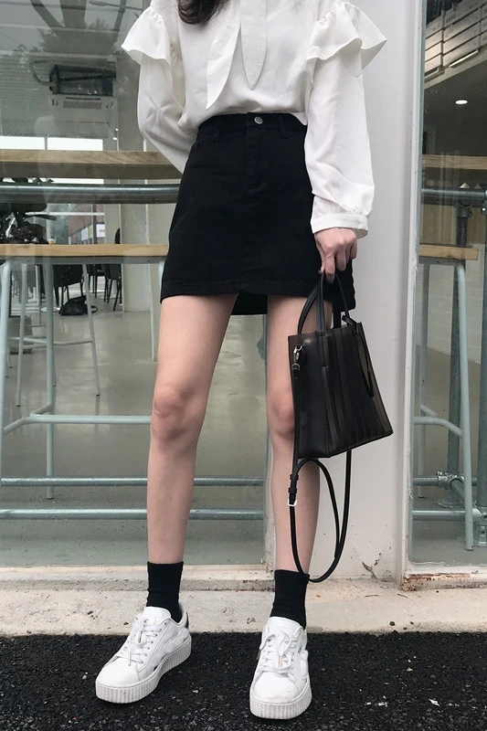 

Ins denim skirt women's high waist