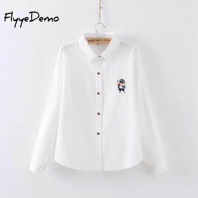 

Embroidered White Blouse Long Sleeve Leisure Blouse Double Women Tops Blouses Solid Office Shirt Lady Blouse Shirt Blusas Camisa