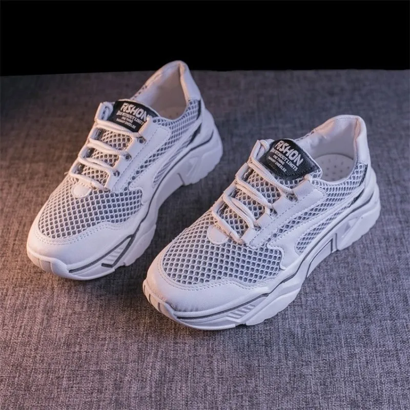 Женские теннисные туфли дышащие сетчатые повседневная обувь на плоской подошве