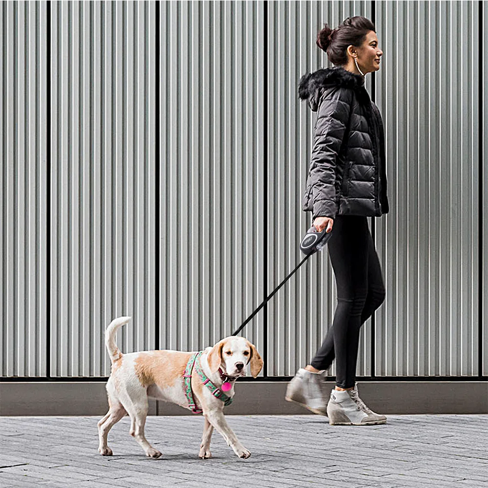 5m Dog Leash Automatic Retractable With Flashlight One-key Brake &amp Lock Nylon Rope For Small Or Medium Dogs Pet | Дом и сад