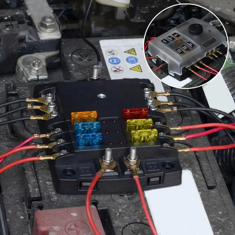 

12V-60V автомобильных предохранителей 6 выходов, универсальный держатель предохранителя с светодиодный Indecator светильник для Легковые автомоб...