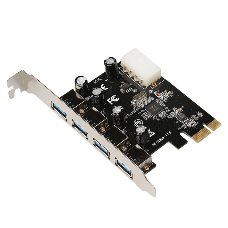 Плата расширения Pci Express с 4 портами USB 3 0 Pci-E Pcie скорость 5 Гбит/с для настольного ПК
