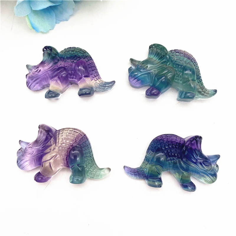 

1pcs Natural Colored Fluorite Little Dinosaur Crystal Stone Hand Made Carved Animal Figurine Gifts Natural Stones and Minerals