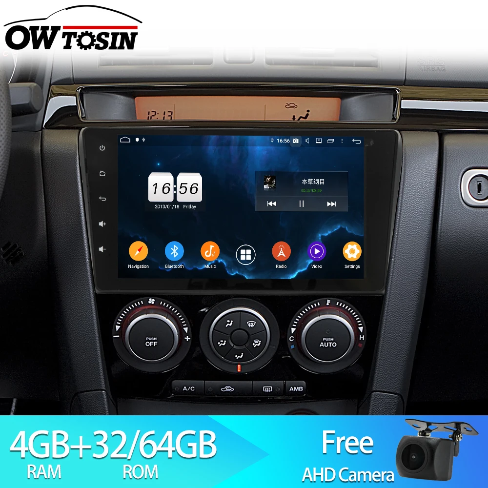 Owtosin Car Radio Multimedia Video Player Navigation GPS Android 9.0 For MAZDA 3 2004 2005 2006 2007 2008 2009 4GB RAM | Автомобили и