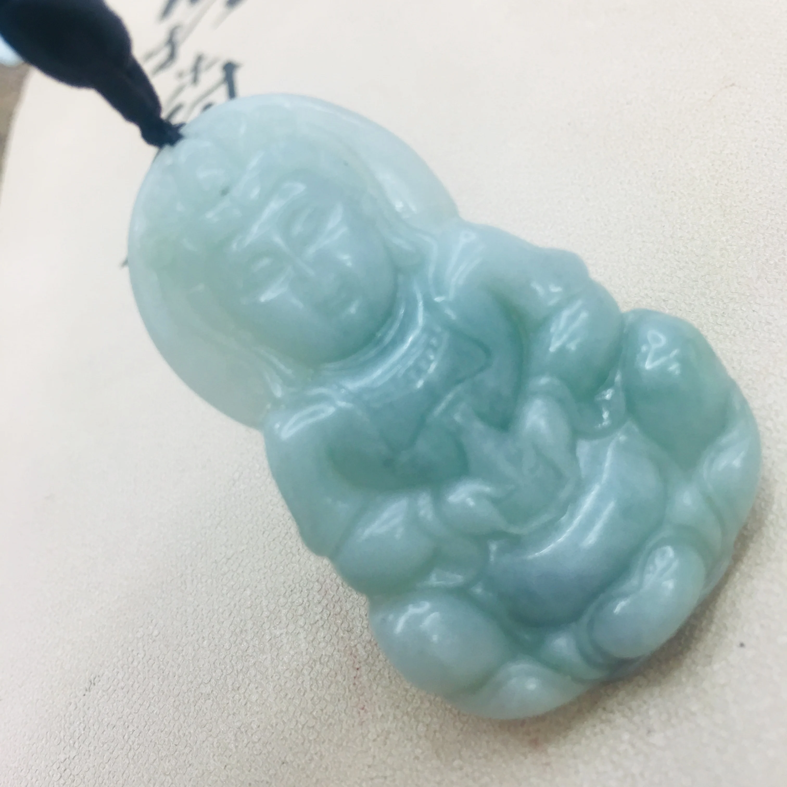 

Подвеска из натурального бирманского изумруда с нефритовой резьбой пончик ручная вязка трехцветное ожерелье из бисера для мужчин и женщин цепочка на свитер