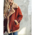Женская зимняя куртка с поясом, свободные мотоциклетные куртки из овечьей шерсти, бархатные куртки, утепленная меховая верхняя одежда, женские модные короткие пальто
