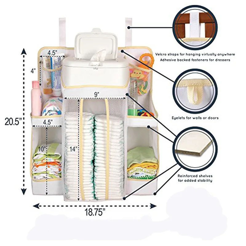 Многофункциональная портативная подвесная сумка для детской кроватки из ткани