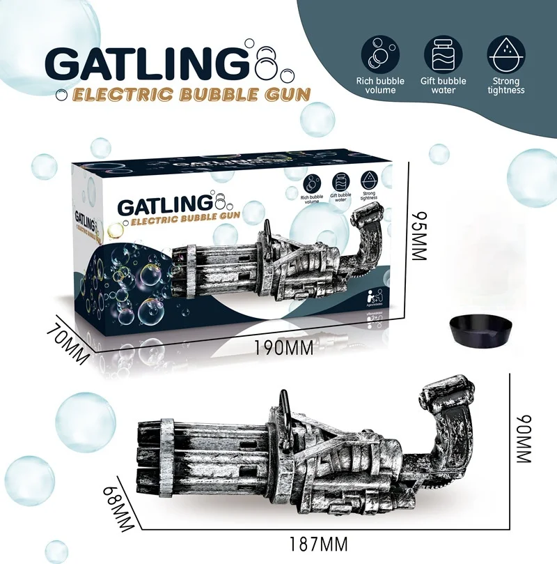 

Bubble Mechatronic Gatling Bubble Gun Children's Automatic Outdoor Kids Toys Bubble Machine Gum Boy