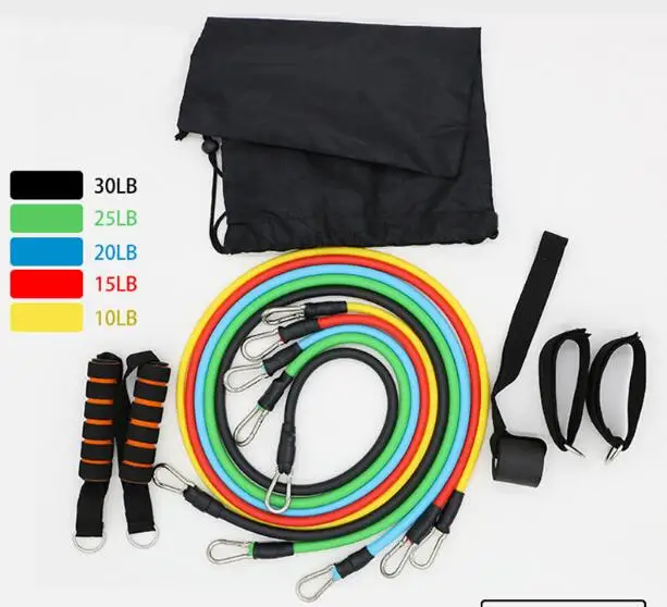 

11 Pcs/Set Latex Resistance Bands Crossfit Training Exercise Yoga Tubes Pull Rope,Rubber Expander Elastic Bands Fitness with Bag