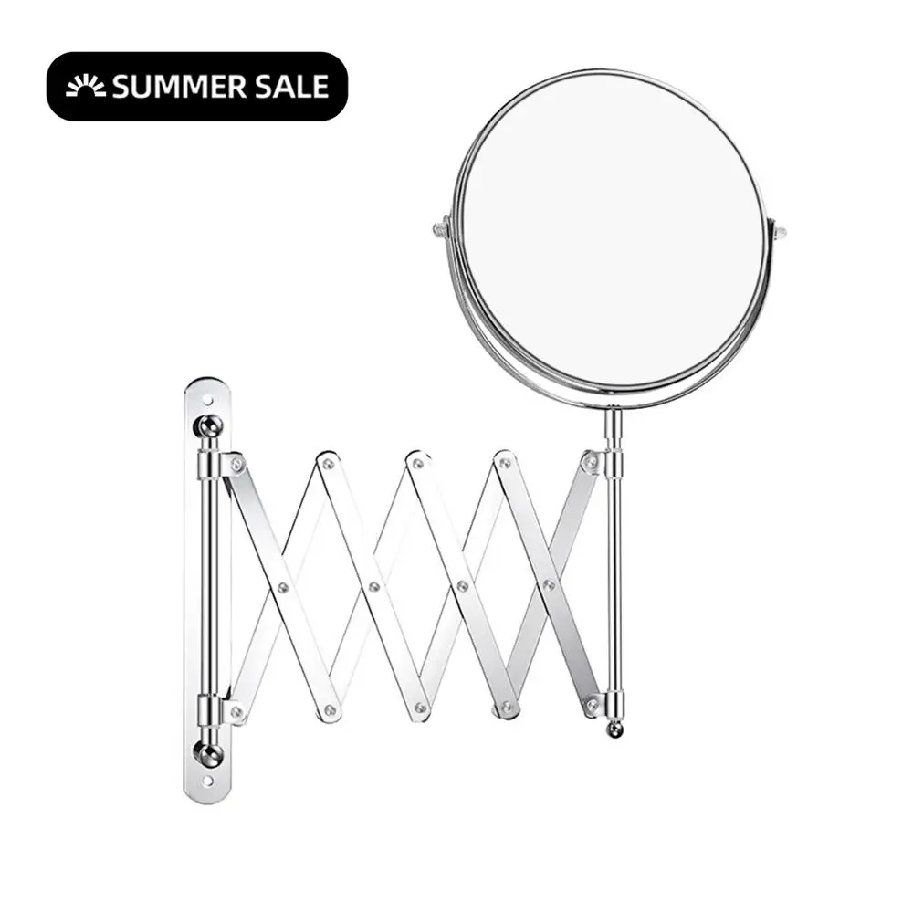 

Double-Sided Magnifying Makeup Mirror, 7 Inch Diameter 1X/5X Wall Mounted Extension Adjustable Rotating Vanity Makeup Mirror