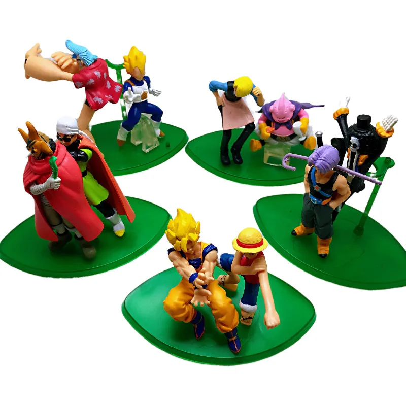 

9CM 5-piece Set of Classic Anime Dragon Ball Super Saiyan One Piece PVC Model Children's Gift Collection Novelty Toys Jewelry