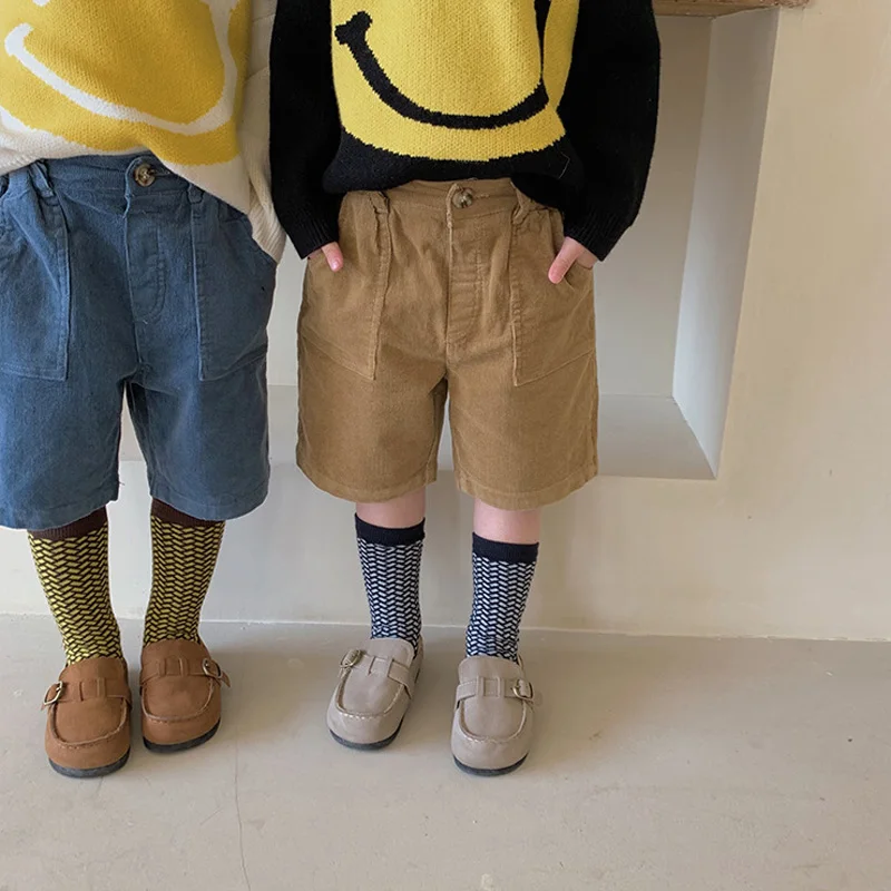 

Spring Autumn Children Shorts 2021 New Casual Corduroy Boys Shorts Half Shorts for Girls BB52