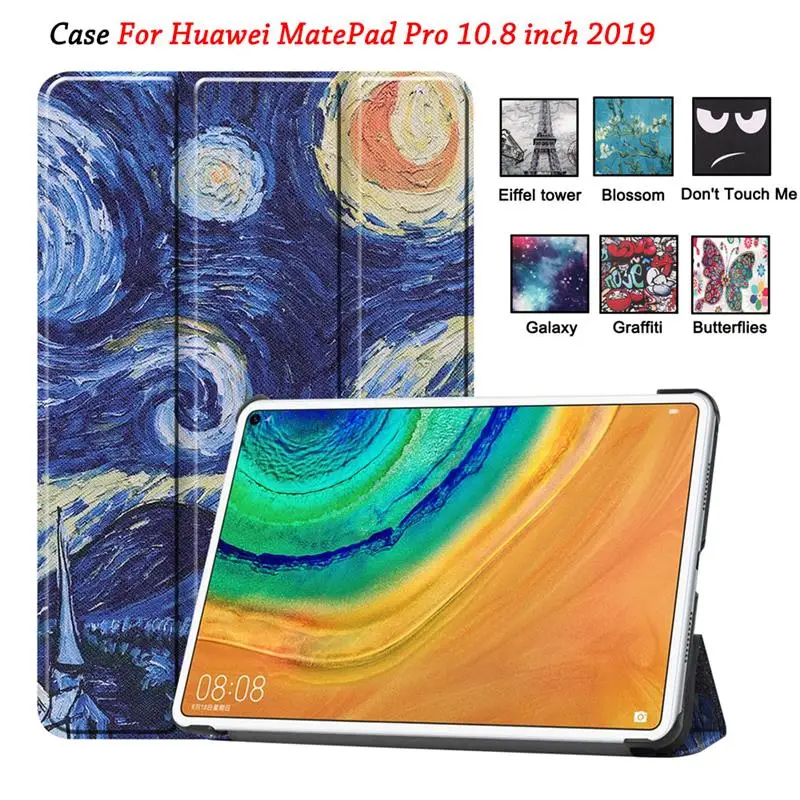 Чехол для Huawei MatePad Pro 10 8 дюймов 2019 чехол планшета тонкий искусственная кожа три