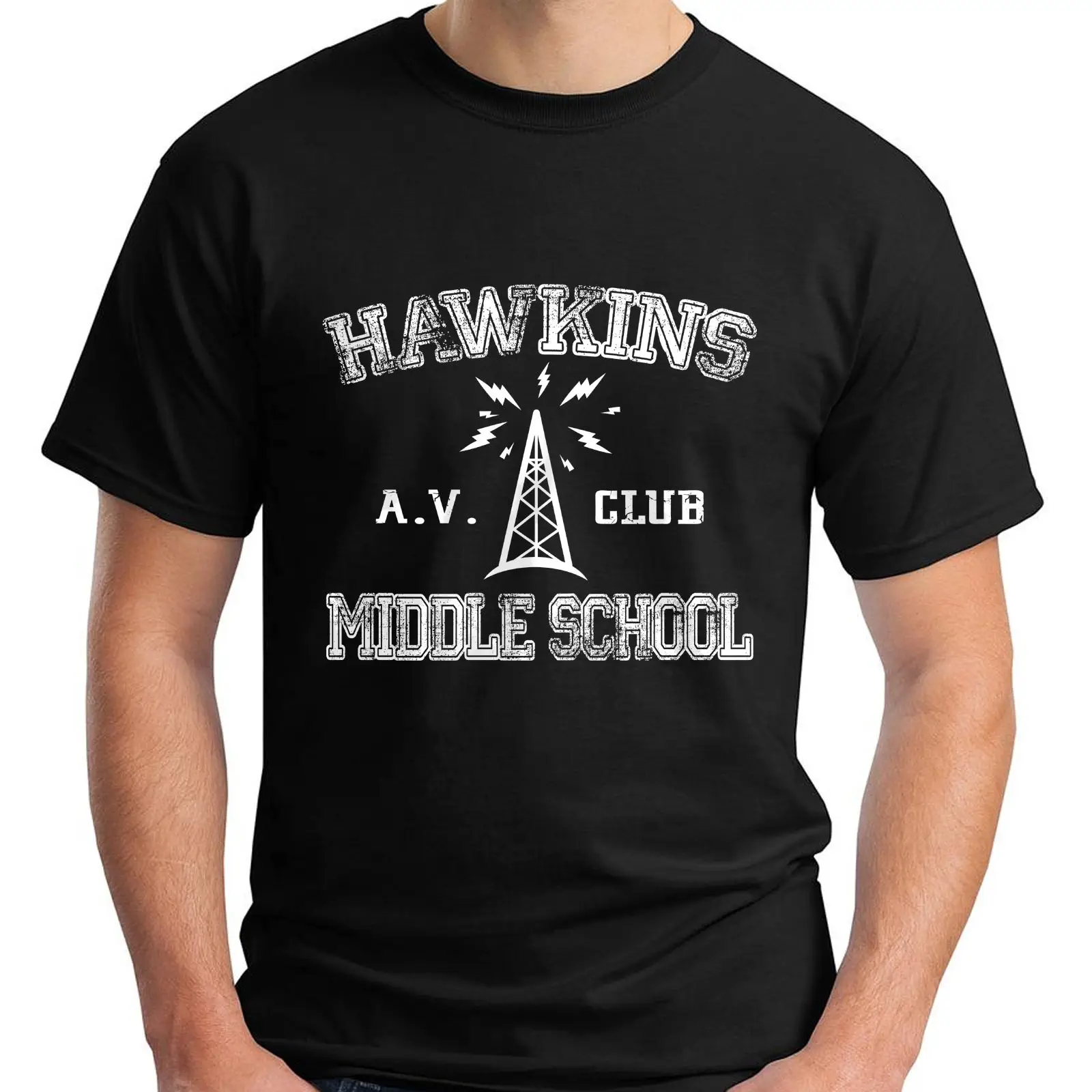 

Hawkins Middle School Stranger Things Short Sleeve Black Men's T-Shirt S-3XL 100% Cotton Short Sleeves Tee Shirts