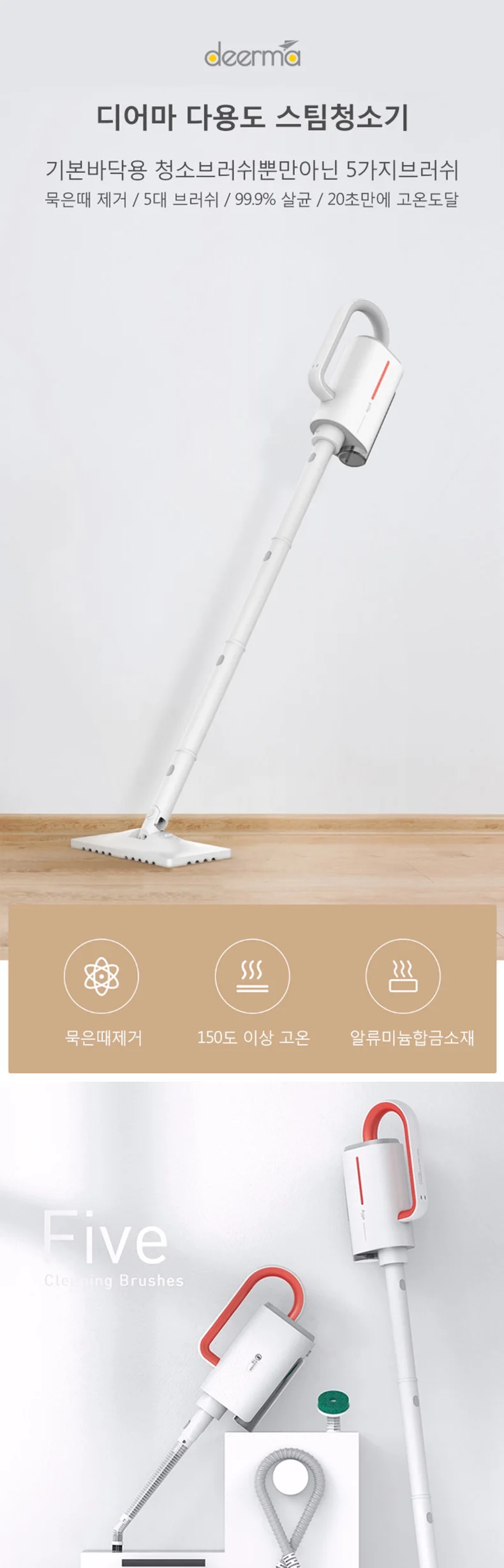 Deerma DEM-ZQ600/ZQ610 Многофункциональный ручной пароочиститель-белый китайский штекер(3-pin