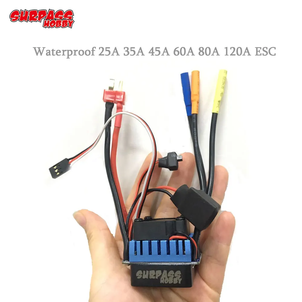 Бесщеточный контроллер скорости SURPASS HOBBY водонепроницаемый 25A 35A 45A 60A 80A 120A ESC для 1/8