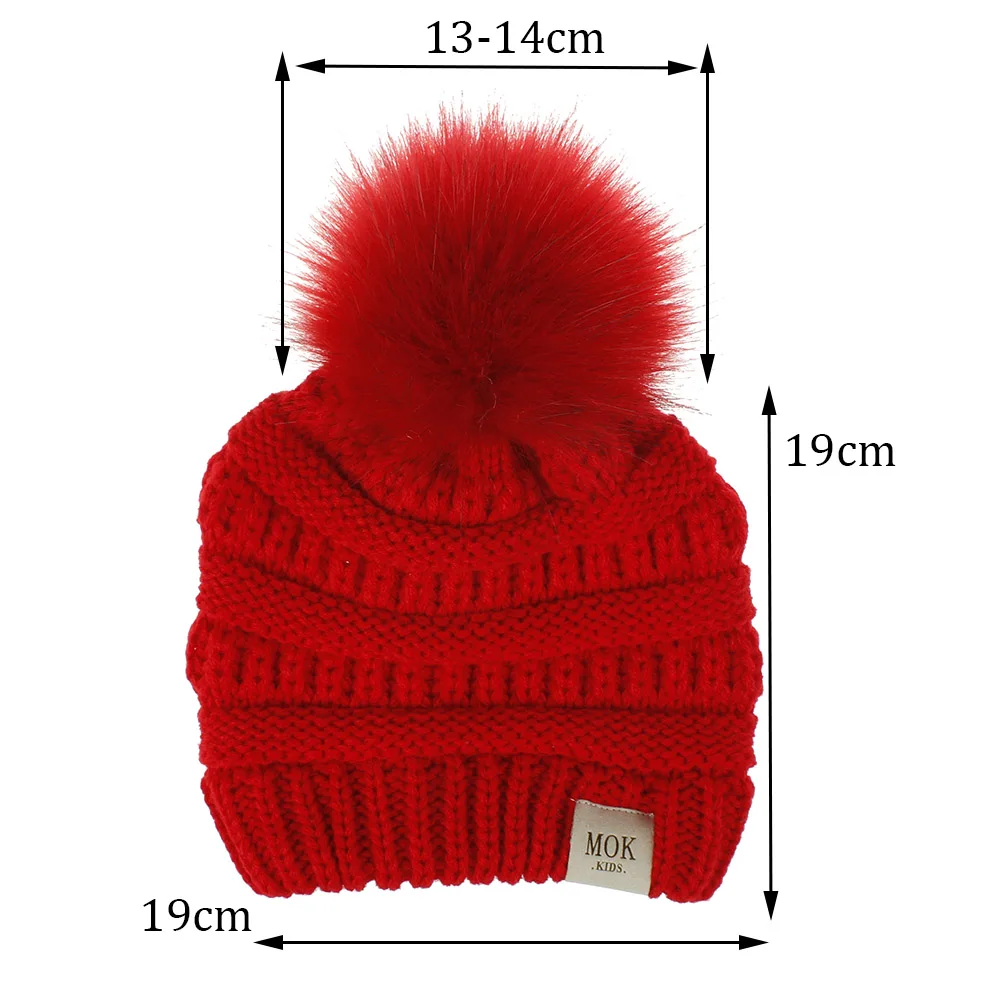 Winter warm hat kids Knitted caps girls Pom Pompom hats for baby boys soft beanie cap children H231S | Детская одежда и обувь