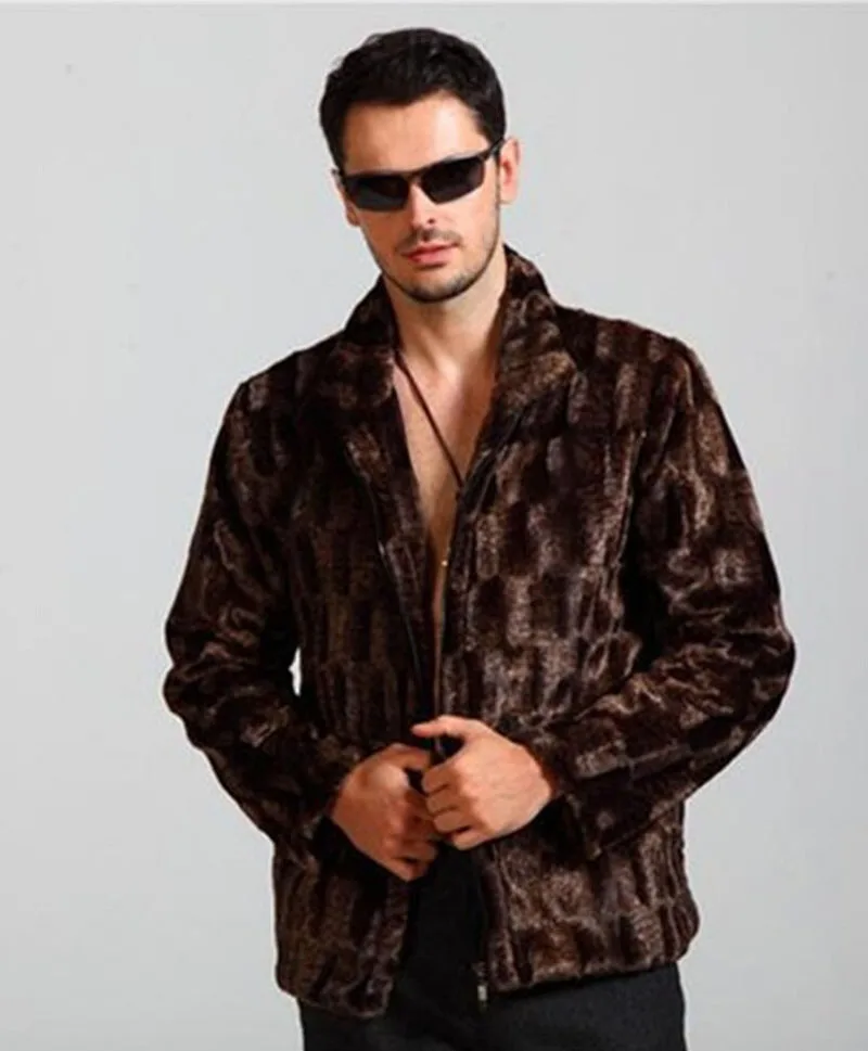 Новое зимнее мужское приталенное пальто из искусственного меха повседневное