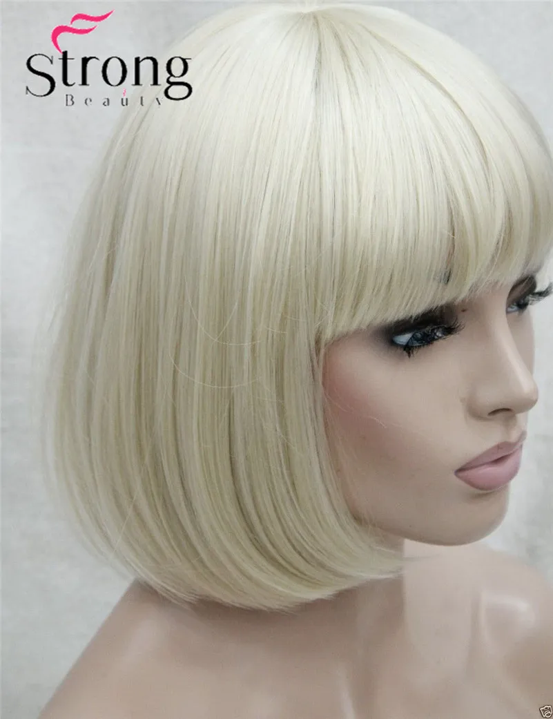 614 StrongBeauty Auburn короткий прямой Боб с челкой синтетические волосы женские полный парик центр кожи Топ - Цвет: 614