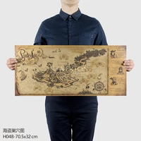 pc001 large size retro nostalgic paper pirate nest map 70 5x32cm map poster wall map home decoration wall sticker