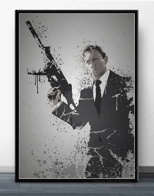 Горячая 007 классический фильм рисунок на холсте Плакаты и принты настенные