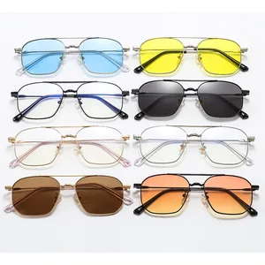 Imported Korean Sunglasses Fashion  Double Beam Ocean Piece Sunglasses Cross Border Metal Glasses Anti-ultrav