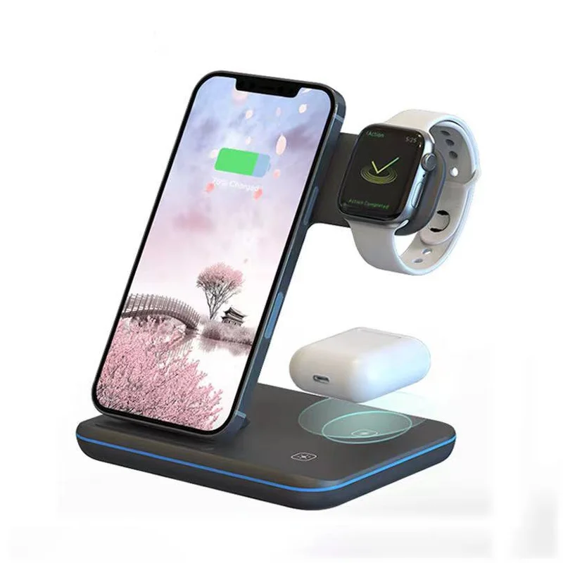 

Беспроводное зарядное устройство Qi 3 в 1, 15 Вт, подставка для iPhone 12 11 XS XR X 8 AirPods Pro, зарядная док-станция для Apple Watch iWatch 5 4 3 2
