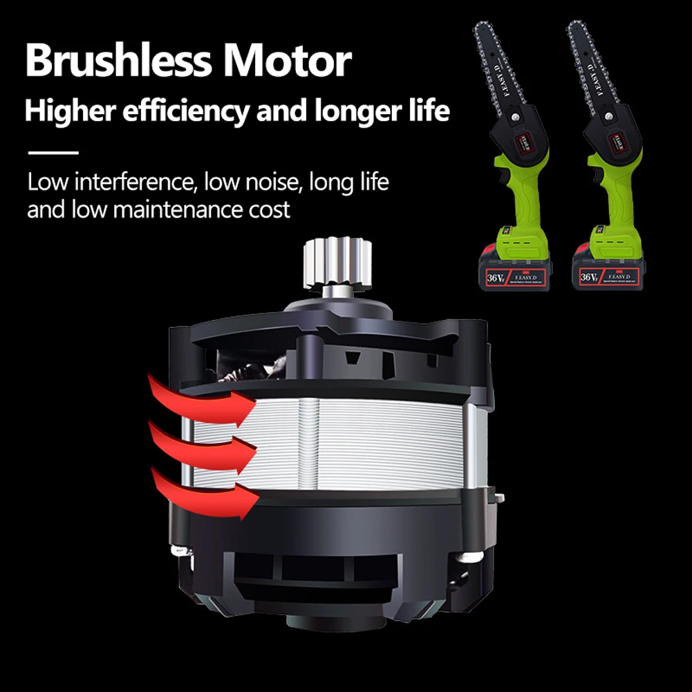 

36V Portable Electric Chainsaw Brushless Electric Pruning Saw Rechargeable Small Wood Cutter Spliting Tool Woodworking Tool