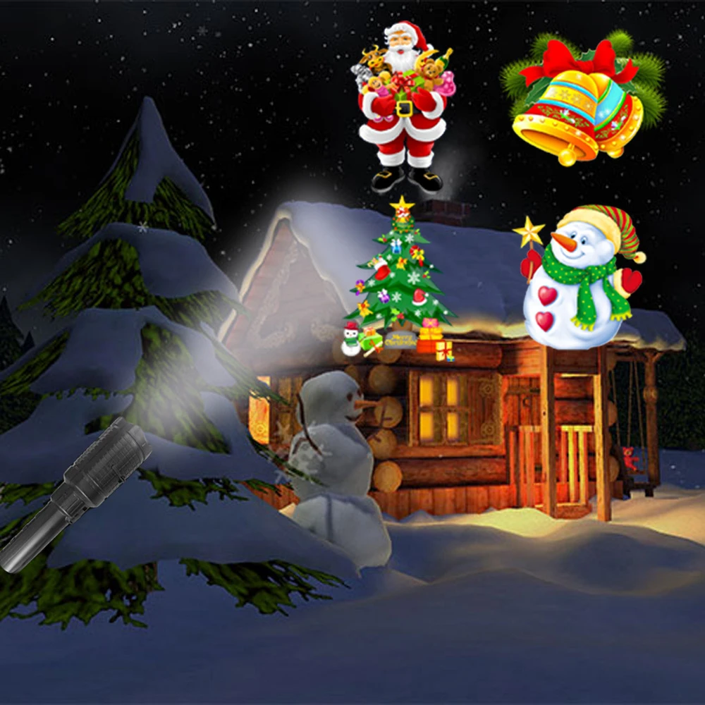 Зарядка через USB Рождественская светодиодная аниме фонарик проектор проекции