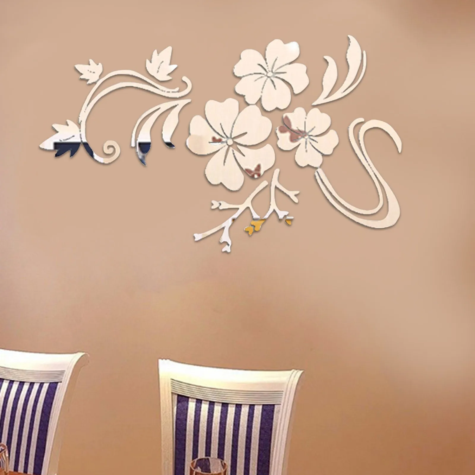1 set Exquisite Flower 3D Mirror Wall Stickers Removable Decal Art Mural Home Bedroom TV acrylic Background Decoration | Дом и сад
