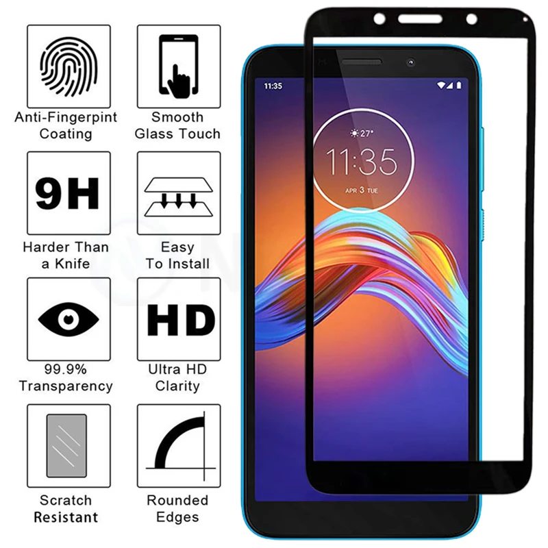 Закаленное защитное стекло с полным покрытием для Motorola Moto E6 Play Plus - купить по