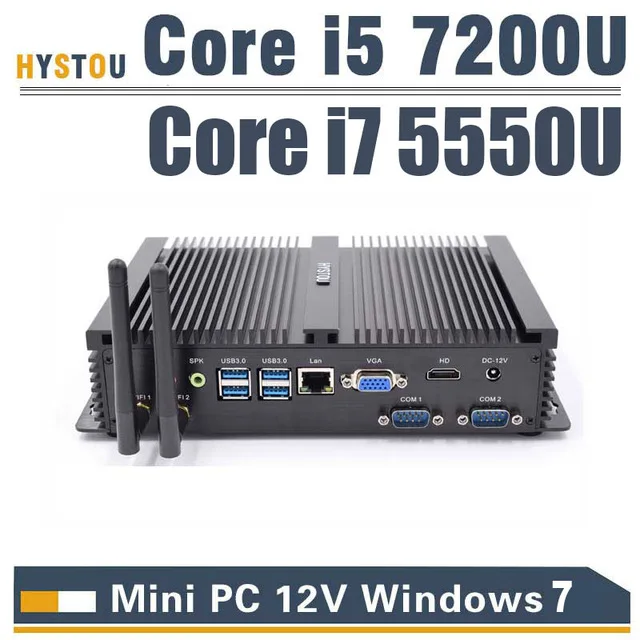 3 года гарантии HYSTOU Core i5 7200U безвентиляторный мини-ПК windows 10 linux настольный промышленный ПК с Core i7 Windows7 мини-компьютер