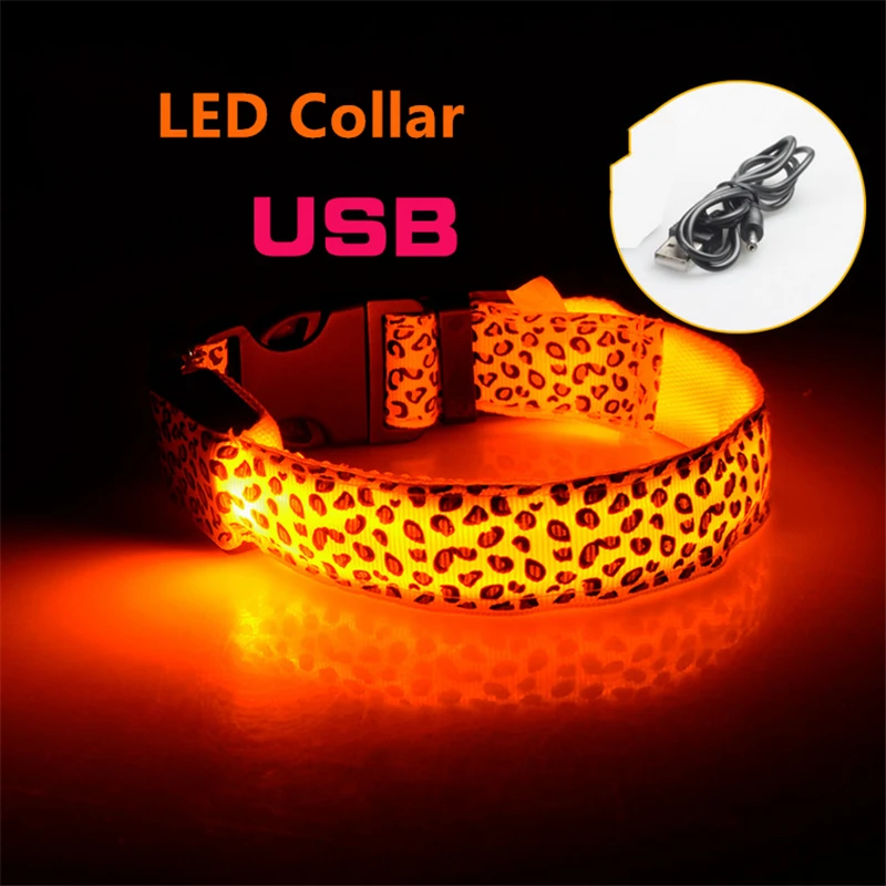 Светодиодный ошейник USB Перезаряжаемые нейлон собака световой хлопковая блуза