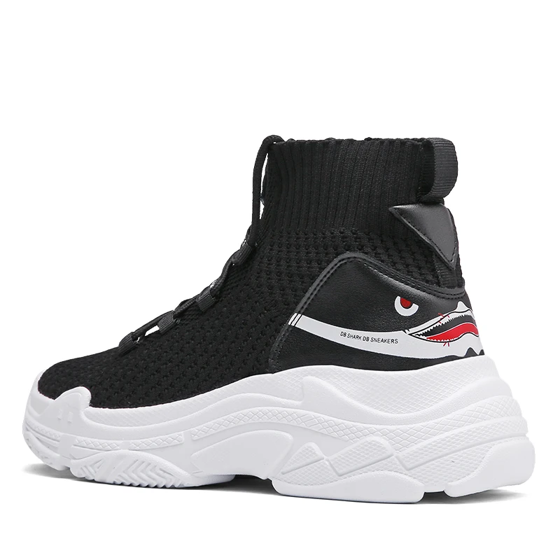 Кроссовки высокие в стиле унисекс дышащие вязаные на платформе для мужчин и