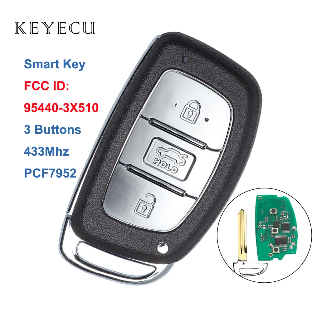 Умная деталь Keyecu 3 кнопки 433 МГц PCF7952 для Hyundai Elantra 2013 + FCC ID: 95440 3X510|Ключ от авто| |